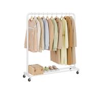 Rolling clothes rack with lockable wheels, Matte White / 1 Rod