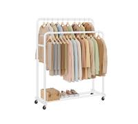 Rolling clothes rack with lockable wheels, Matte White / Double Rods