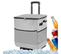 Rolling Cooler, 35L Large Insulated Rolling Cooler, Reusable Wheeled Cart Box with Waterproof Design for Lunch Road Picnic Travel Beach Outdoor Fishing Patio Trip Party
