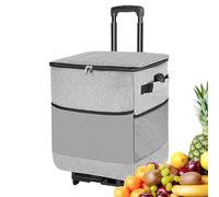 Rolling Cooler - 35L Large Insulated Rolling Cooler | Reusable Wheeled Cart Box with Waterproof Design for Lunch Road Picnic Travel Beach Outdoor Fishing Patio Trip Party