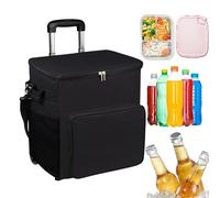 Rolling Cooler - 90 x 33 x 28 cm Cooler with Wheels | Insulated Trolley Cart with Handle | 35L Leak-proof Shopping Folding Shutdown for Outdoor Camping Travels for Beach