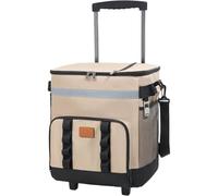 Rolling Cooler, Insulated Soft Cooler Bag with Wheels and Handle, 35L Collapsible Wheeled Travel Ice Chest with Pull for Beach Camping Patio Travel Outdoor