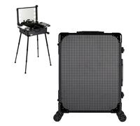Rolling Cosmetic case,Aluminum Trolley Makeup Train Case with LED Lights Professional Cosmetic Organizer Studio, 3 Shades of Light, Wheels and Stands (Black Plaid 58X45X23cm)