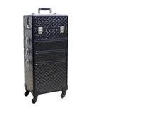 Rolling Cosmetic Case Professional Multilayer Freely Combined Trolley Makeup Luggage Case Portable Cosmetic Suitcase Nail Beauty Travel Toolbox(Black-B(4 Layers))