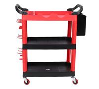 Rolling Detailing Utility Cart Durable 3 Shelf Auto Service Cart with Wheels for Repair Shops and Garages ABS Construction
