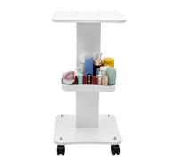 Rolling Display Stand with Wheels Multi-Functional rage Rack for Kitchen Living Room Bedroom - White Shelving Cart with Side Shelf Versatile & Stylish.