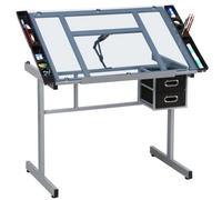 Rolling Drafting Table Angle Adjustable Drawing Artwork Desk With Glass Tabletop