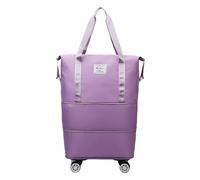 Rolling Duffel Bag - Large Travel Luggage, Rolling Equipment Bag, High Performance Duffel with Telescopic Handle and Inline, Spacious Soft Side Bag for Airport Paths and Road Trips, Violet, see