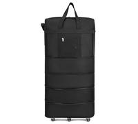 Rolling Duffle Bag Black Rolling Luggage with Wheels Unisex Expandable Folding Oxford Trolley Suitcase Travel Bag for Women Men Weekend Trip with Wheels(39inch)
