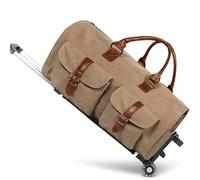 Rolling Duffle Bag Foldable Suit Bag, Garment Travel Bag with Wheels Waterproof Large Capacity Multifunctional Business Trolley Box, Luxury Weekend with Wheels(Dark Brown)