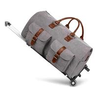 Rolling Duffle Bag Foldable Suit Bag, Garment Travel Bag with Wheels Waterproof Large Capacity Multifunctional Business Trolley Box, Luxury Weekend with Wheels(Gray)