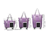 Rolling Duffle Bag Travel Trolley Luggage Storage Bag with Wheels Waterproof Pulley Portable Collapsible Expandable Fashion Large Capacity Clothes with Wheels(Purple)