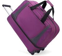 Rolling Duffle Bag Wheeled Bag Large Capacity Foldable Travel Luggage with Telescopic Handle Waterproof Overnight for Travel Gym Yoga(Purple,Medium)