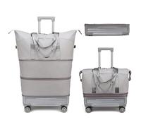 Rolling Duffle Bag with Detachable Wheels, 2025 Upgrade Expandable Foldable Suitcase for Travel, Collapsible Luggage Carry on Duffel Overnight Weekend Bag, Gray, Fashion