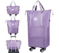 Rolling Duffle Bag with Wheels and Handle, Expandable Foldable Luggage with Dry Wet Separation, Travel Tote for Easy Transportation