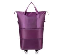 Rolling Duffle Bag with Wheels Duffle Bag Suitcase Expandable Travel Versatile Waterproof Duffel Large Capacity Luggage Bags with Wheels for Women and Men(Dark Purple)