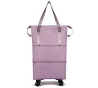 Rolling Duffle Bag with Wheels Expandable Rolling Duffle Pack Lightweight Foldable Business Travel Bag with Wheels Handle Multiple Pocket Dry Wet for Women and Men(Purple)