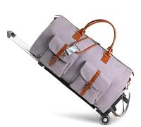 Rolling Duffle Bag with Wheels Foldable Suit Bag, Garment Travel Bag with Wheels Waterproof Large Capacity Multifunctional Business Trolley Box, Luxury Weekend for Business Trip(Light Grey)