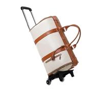 Rolling Duffle Bag with Wheels Foldable Travel Garment Bag 55L Weekender Carry On Luggage with Shoe and Trolley Strap Portable Suitcase for Men Women(Beige)