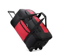 Rolling Duffle Bag with Wheels Large Capacity Suitcase Foldable Travel Bag with Wheels Waterproof Oxford Cloth Trolley Bags 20'' Carry-on Rolling Luggage for Women and Men(Red and Black,50 * 150CM)