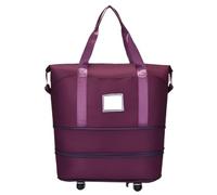 Rolling Duffle Bag with Wheels Travel Bag Foldable Dry Wet Separation Luggage Bag,Lightweight,Hand-held Shoulder Bag,Women's Yoga and Fitness Bag with Wheels for Business Trip(Deep Purple)