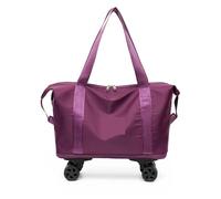 Rolling Duffle Bag with Wheels Travel Bag for Women Foldable Duffel with Detachable Rolling Wheels Large Size Suitcase Men Bags for Camping Business Trip(Purple)