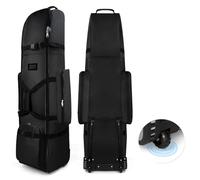 Rolling Duffle Bag with Wheels Travel Bag Heavy Duty Wear-Resistant Zipper with Wheel Soft Sided Foldable Golf Case for Women and Men(Black)