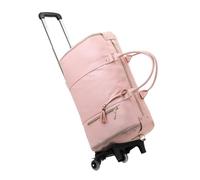 Rolling Duffle Bag with Wheels Travel Garment Bag 55L Foldable Carry On Weekender with Shoe Compartment Trolley Strap Portable Suit for Business Trip for Women and Men(Pink)