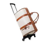 Rolling Duffle Bag with Wheels Travel Garment Bag 55L Foldable Carry On Weekender with Shoe Compartment Trolley Strap Portable Suit for Business Trip for Women and Men(Beige)