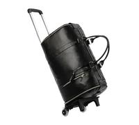 Rolling Duffle Bag with Wheels Travel Garment Carry On Weekender Bag with Trolley Shoe Shoulder Strap Can Be Folded Portable Suit 55L for Women and Men(Black)