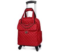 Rolling Duffle Bag with Wheels Women Carry On Hand Luggage Bag Cabin Travel Trolley Bags Wheels Rolling Backpack Suitcase Wheeled for Women and Men(Red 18 Inch)