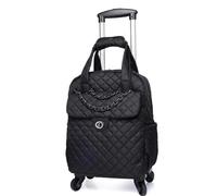 Rolling Duffle Bag with Wheels Women Carry On Hand Luggage Bag Cabin Travel Trolley Bags Wheels Rolling Backpack Suitcase Wheeled for Women and Men(Black 20 Inch)