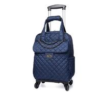 Rolling Duffle Bag with Wheels Women Carry On Hand Luggage Bag Cabin Travel Trolley Bags Wheels Rolling Backpack Suitcase Wheeled for Women and Men(Blue 20 Inch)