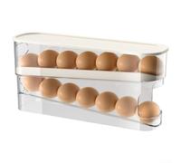 Rolling Egg Holder for Fridge 12 Count Double Layer Storage Box