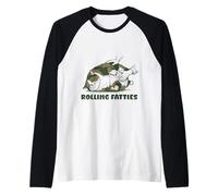Rolling Fatties Calico Funny Cute Cat Lover Raglan Baseball Tee