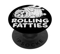 Rolling Fatties Funny Pug Meme Cute Fat Pug Dog Pug Joke PopSockets Adhesive PopGrip