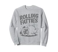 Rolling Fatties Pug Funny Dog Cartoon Humor Graphic Art Sweatshirt