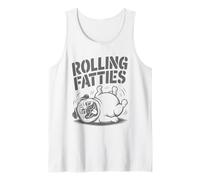 Rolling Fatties Pug Funny Dog Cartoon Humor Graphic Art Tank Top