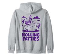 Rolling Fatties Pug Funny Dog Cartoon Humor Graphic Art Zip Hoodie
