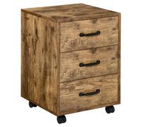 Homcom Rolling File Cabinet With 3 Drawers, Under Desk Mobile Filing In Brown Brown