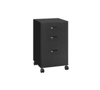 Rolling File Cabinet with 3 Drawers and Wheels, Black / 68.2H cm