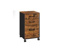 Rolling File Cabinet with 3 Drawers and Wheels, Brown / 68.2H cm