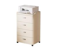 Rolling File Cabinet with Drawers - Cream Style Office Stand & Layered Storage for Home or Under Desk - Plastic Printer Table (52x40x84cm)