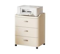 Rolling File Cabinet with Drawers - Cream Style Office Stand Layered Storage Solution for Home & Office Durable Plastic Material Printer Table Under Desk (52x40x65.5cm)