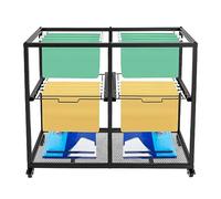 Rolling File Cart with Wheels - 2-Tier Metal Hanging File Storage Cabinet for Office Under Desk nization Paper Utility Cart 32.7"x15.2"x27.6" Black