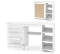 Rolling Folding Sewing Craft Station 2 Storage Bins