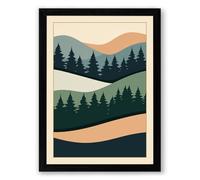Rolling Forest Landscape Minimalist Framed Wall Art Print A2 (59.4×42cm) Black, Wall Decor for Living Room, Bedroom, Office & Home, Ready to Hang, Art Gift