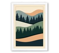 Rolling Forest Landscape Minimalist Framed Wall Art Print A3 (42×29.7cm) White, Wall Decor for Living Room, Bedroom, Office & Home, Ready to Hang, Art Gift