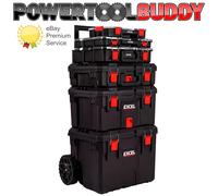 Excel Modular Tool Box Set - 6 Piece Heavy Duty Mobile Storage System with Organizer Drawers, Stackable Units & Durable Wheels for Tools, Garage, DIY, Construction, Workshop