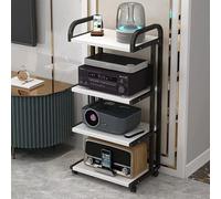 Rolling Furniture Multimedia Conso with Open Design Printer Stand Adjustab Shelves Amplifier Support Vinyl Record Player Tab Media Storage Unit